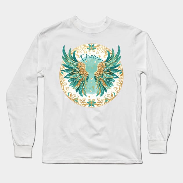 Angel Wings Watercolor Dream Long Sleeve T-Shirt by Heartsake